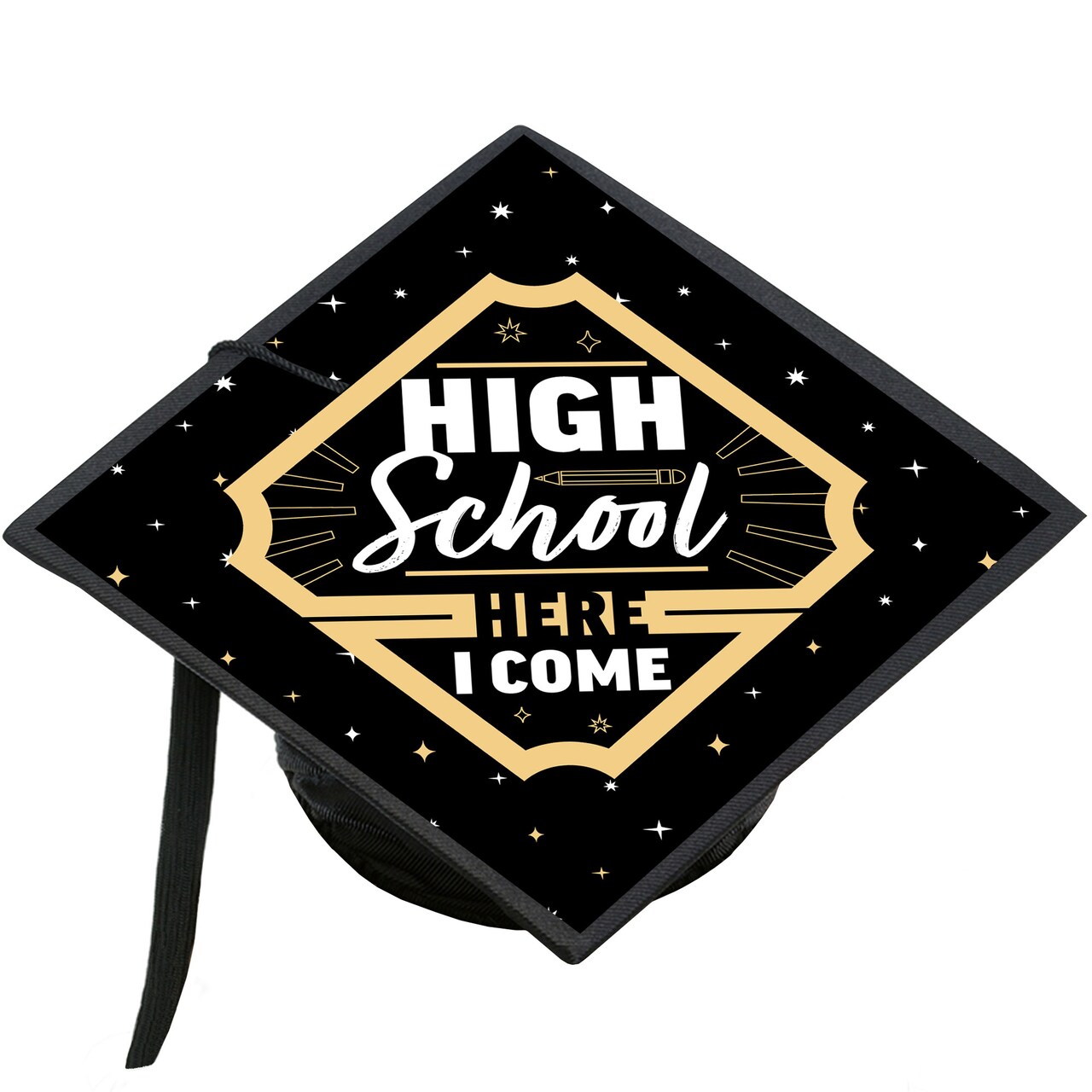 Big Dot of Happiness High School Here I Come - Middle School Graduation Cap Decorations Kit - Grad Cap Cover